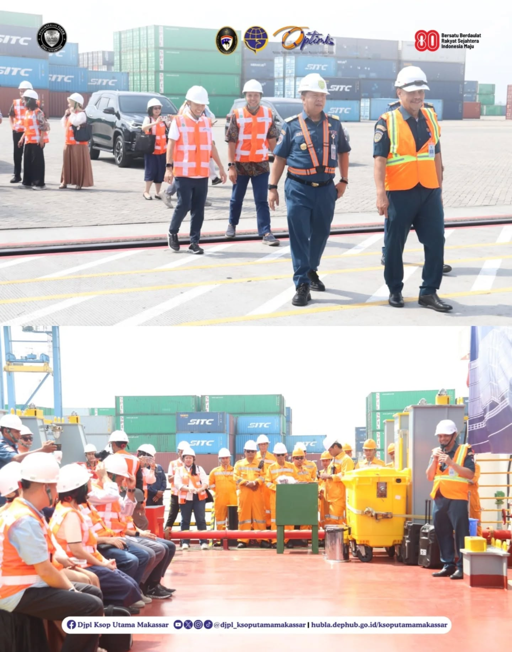 Kepala Kantor KSOP Utama Makassar, Ir. Jon Kenedi, M.Mar.Eng., M.M., IPU., ASEAN Eng., APEC Eng., menghadiri acara Ceremony dan Vessel Tour kapal MV.