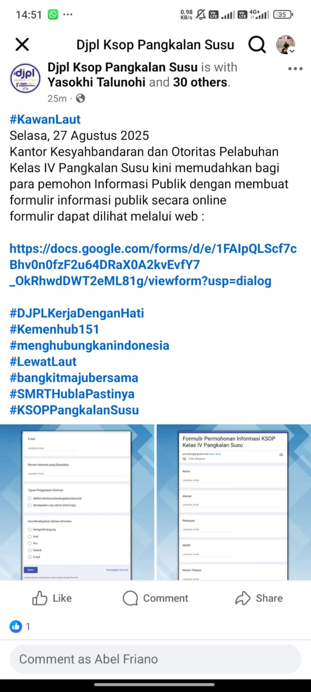 Struktur Organisasi KSOP Kelas IV Pangkalan Susu