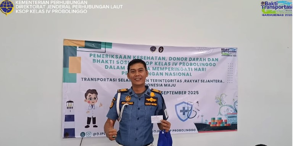 Bakti Sosial dalam rangka Hari Perhubungan Nasional 2025, &nbsp;KSOP Kelas IV Probolinggo bersama Insan Maritim menggelar kegiatan donor darah.