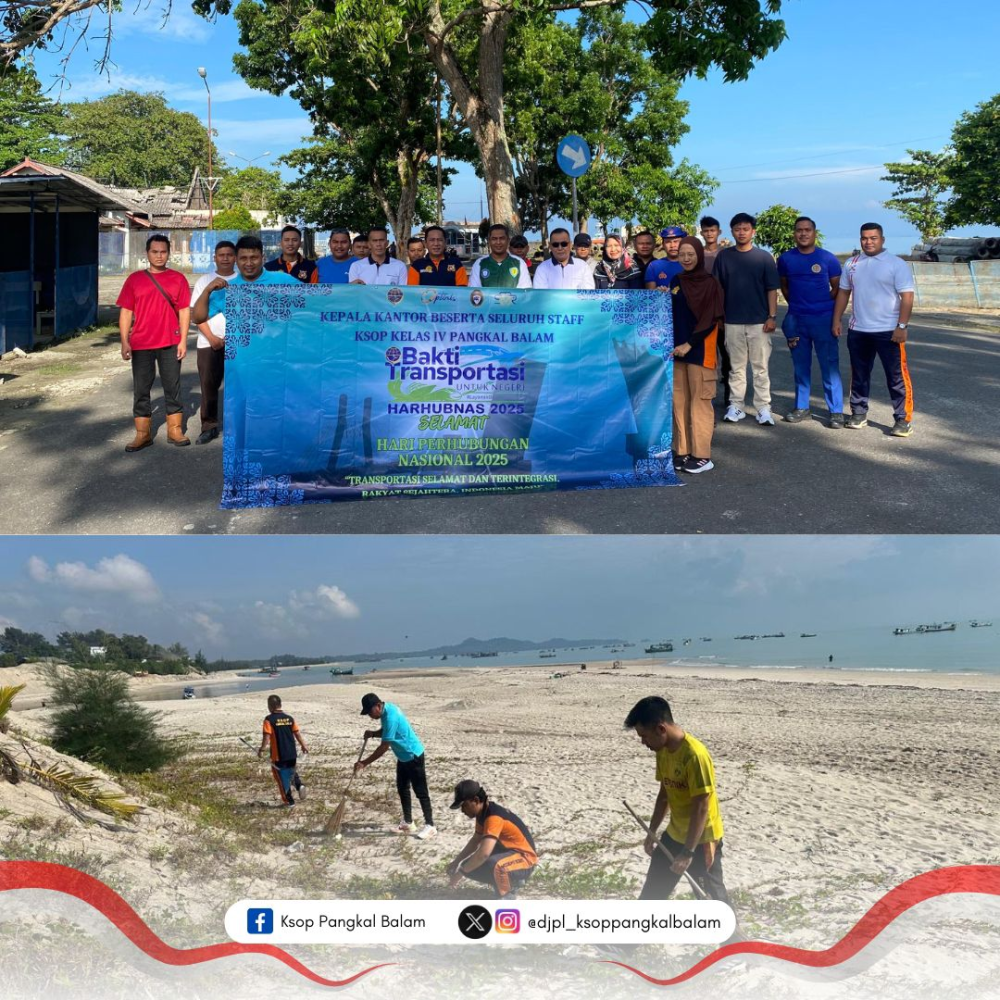 KSOP Kelas IV Pangkal Balam Gelar Aksi Bersih Pantai Koala Peringati Harbubnas 2025