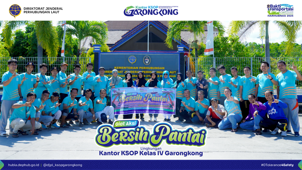 KSOP Kelas IV Garongkong Gelar Aksi Bersih Pantai dalam Rangka Harhubnas 2025
