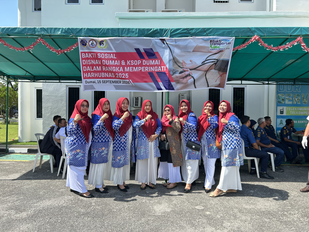 Dalam Rangka Memperingati Hari Perhubungan Nasional Tahun 2025 Kantor KSOP Kelas I Dumai Mengikuti Kegiatan Bakti Sosial Pemeriksaan Kesehatan Gratis Di Distrik Navigasi Tipe A Kelas I Dumai