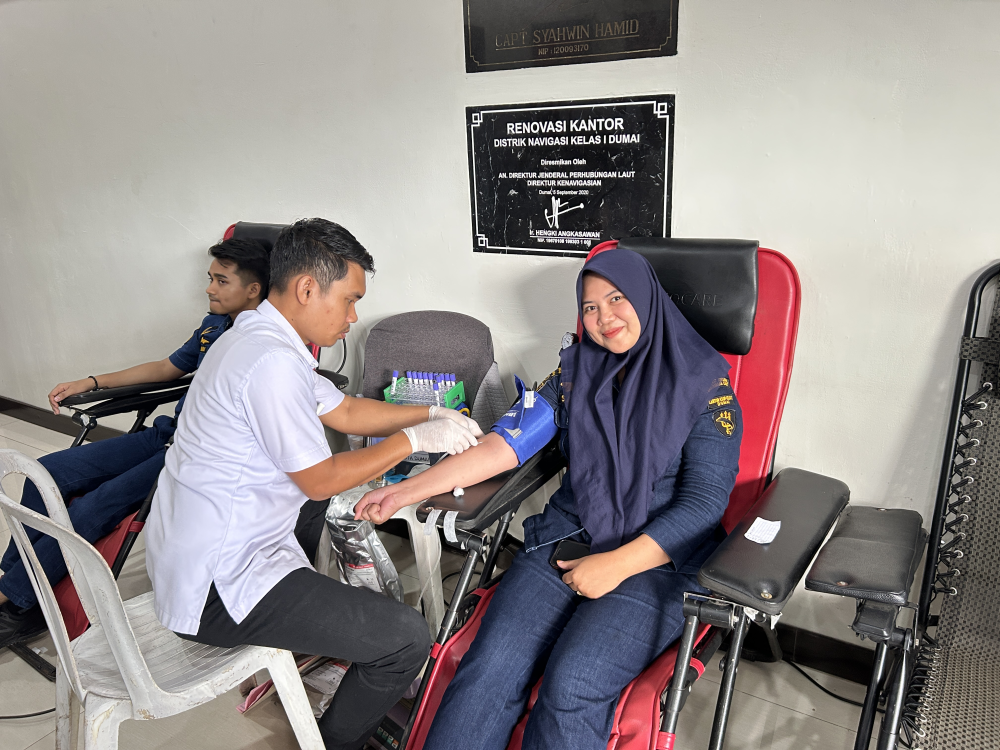 Dalam Rangka Memperingati Hari Perhubungan Nasional Tahun 2025 Kantor KSOP Kelas I Dumai Mengikuti Kegiatan Bakti Sosial Pemeriksaan Kesehatan Gratis Di Distrik Navigasi Tipe A Kelas I Dumai