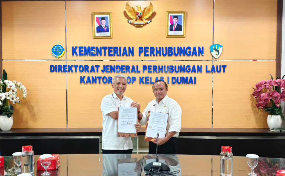 Penandatanganan Adendum Perjanjian Kerja Sama Antara Kantor Kesyahbandaran dan Otoritas Pelabuhan Kelas I Dumai dengan PT. Kawasan Industri Dumai Tentang Penggunaan Perairan di Terminal Khusus PT. Kawasan Industri Dumai