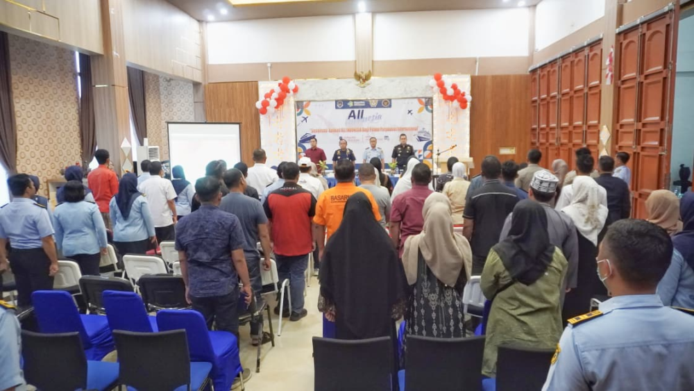 Kantor Kesyahbandaran dan Otoritas Pelabuhan Kelas I Dumai menghadiri undangan Kegiatan Sosialisasi Aplikasi All Indonesia bagi Pelaku Perjalanan Internasional oleh Balai Kekarantinaan Kesehatan Kelas I Dumai, di Aula Kantor Pengawasan dan Pelayanan Bea d
