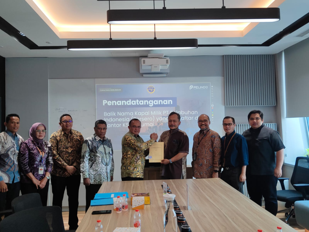 Penandatanganan Kapal Milik PT Pelabuhan Indonesia (Persero) tempat Pendaftaran Dumai