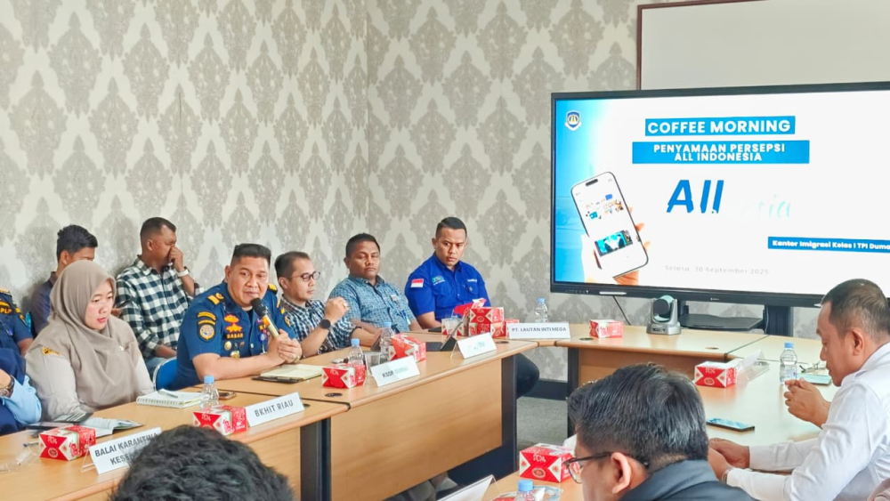 KANTOR KSOP KELAS I DUMAI MENGHADIRI KEGIATAN Coffee Morning di Kantor Imigrasi Kelas I TPI Dumai dengan tema Penyamaan Persepsi Aplikasi All Indonesia