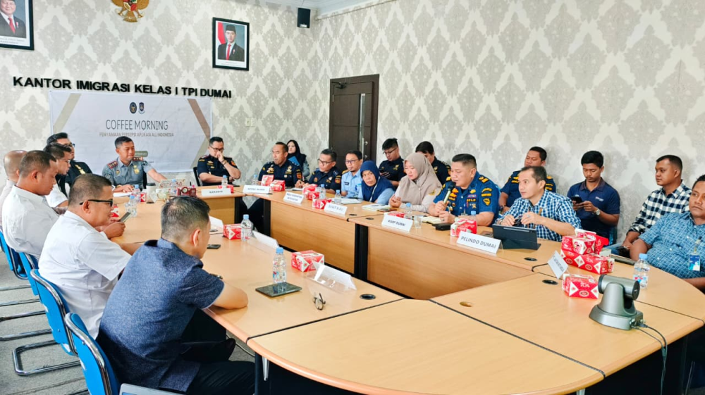 KANTOR KSOP KELAS I DUMAI MENGHADIRI KEGIATAN Coffee Morning di Kantor Imigrasi Kelas I TPI Dumai dengan tema Penyamaan Persepsi Aplikasi All Indonesia