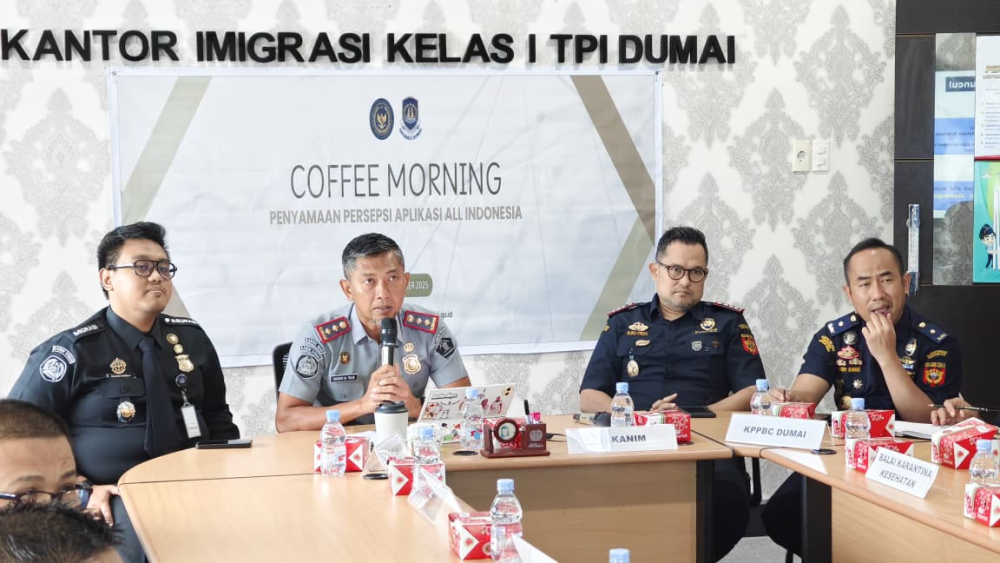 KANTOR KSOP KELAS I DUMAI MENGHADIRI KEGIATAN Coffee Morning di Kantor Imigrasi Kelas I TPI Dumai dengan tema Penyamaan Persepsi Aplikasi All Indonesia