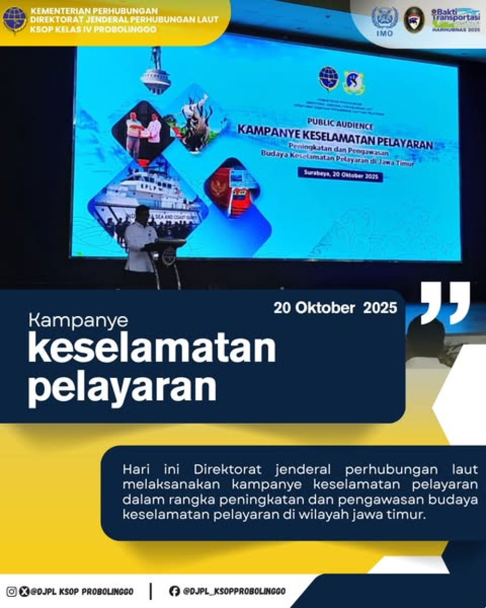 KSOP Kelas IV Probolinggo hadiri kegiatan Kampanye Keselamatan Pelayaran di Politeknik Pelayaran Surabaya