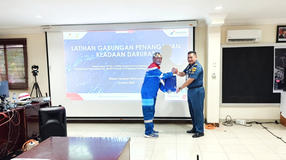 KANTOR KSOP KELAS I DUMAI MEMBUKA KEGIATAN LATIHAN GABUNGAN KEADAAN DARURAT DI TUKS PT PERTAMINA HULU ROKAN