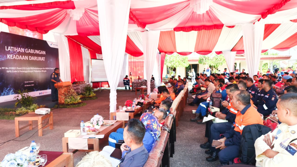 KANTOR KSOP KELAS I DUMAI MEMBUKA KEGIATAN LATIHAN GABUNGAN KEADAAN DARURAT DI TUKS PT PERTAMINA HULU ROKAN