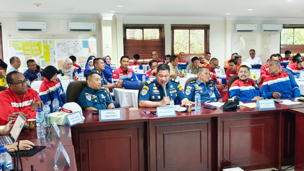 KANTOR KSOP KELAS I DUMAI MEMBUKA KEGIATAN LATIHAN GABUNGAN KEADAAN DARURAT DI TUKS PT PERTAMINA HULU ROKAN
