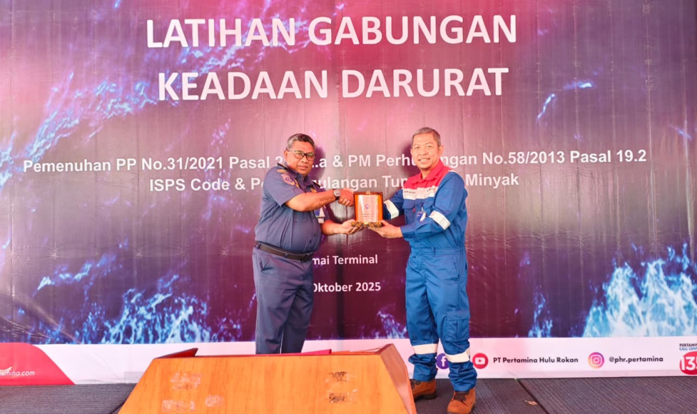 KANTOR KSOP KELAS I DUMAI MEMBUKA KEGIATAN LATIHAN GABUNGAN KEADAAN DARURAT DI TUKS PT PERTAMINA HULU ROKAN