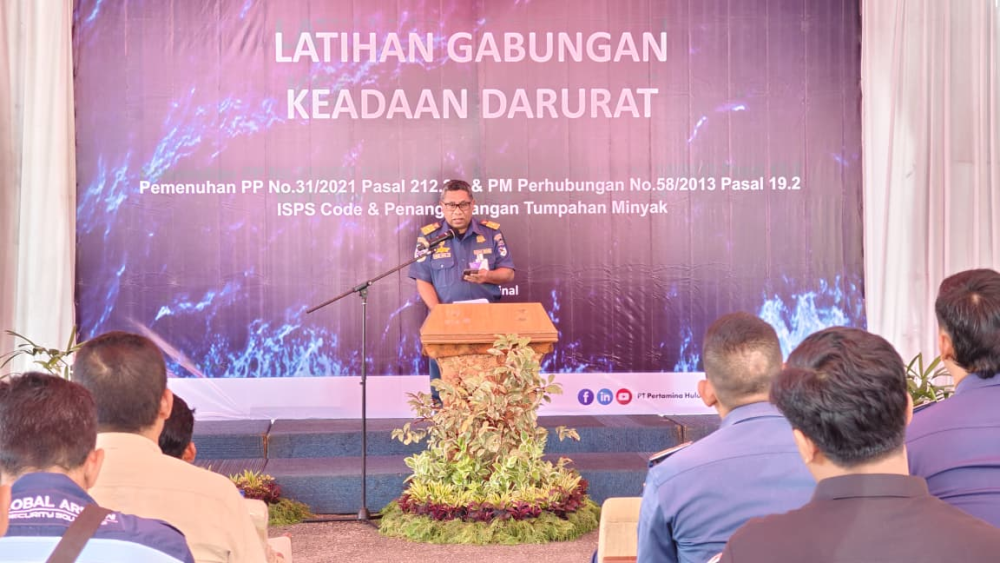 KANTOR KSOP KELAS I DUMAI MEMBUKA KEGIATAN LATIHAN GABUNGAN KEADAAN DARURAT DI TUKS PT PERTAMINA HULU ROKAN