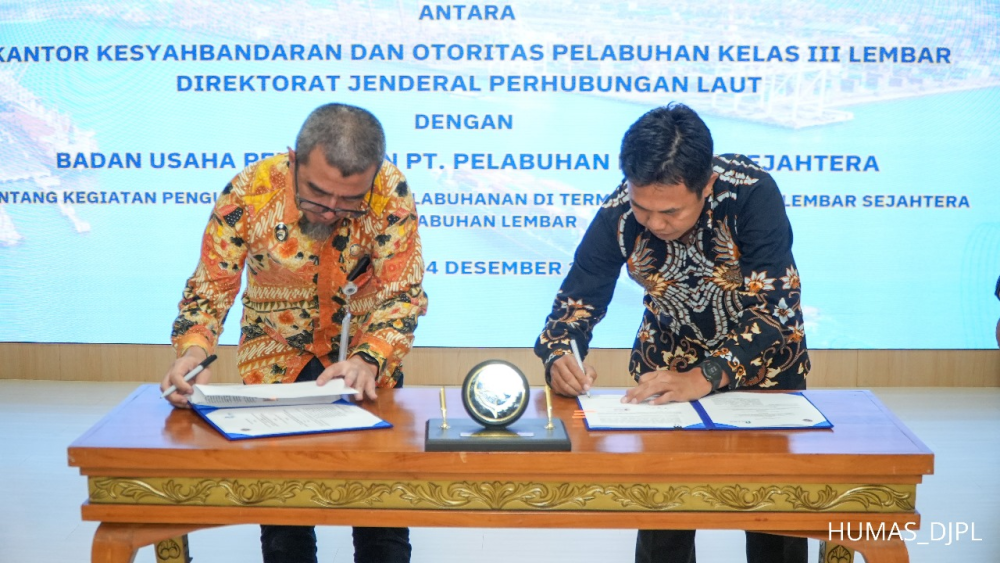 Kemenhub Teken Konsesi Pengusahaan Jasa Kepelabuhanan di Pelabuhan Lembar Selama 30 Tahun