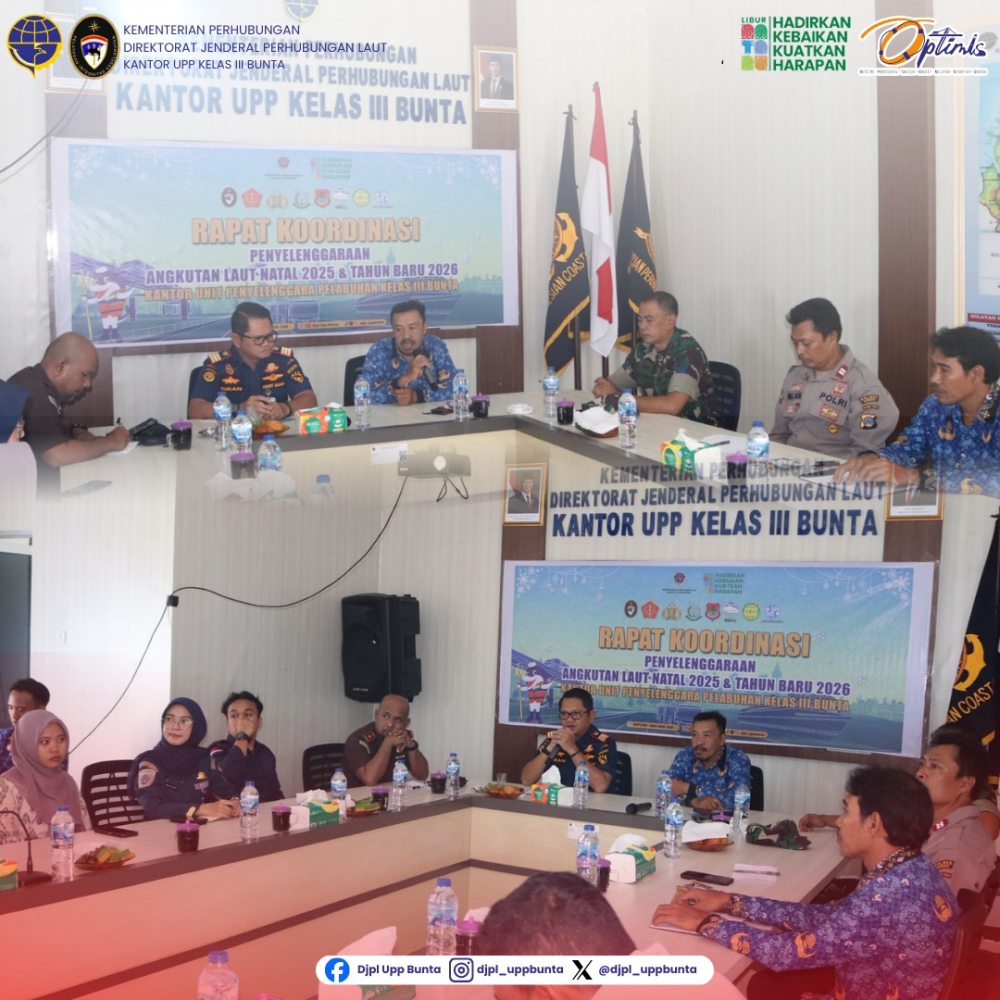 Kepala Kantor UPP Kelas III Bunta Melaksanakan Rapat Koordinasi Penyelenggaraan Angkutan Natal 2025 dan Tahun Baru 2026