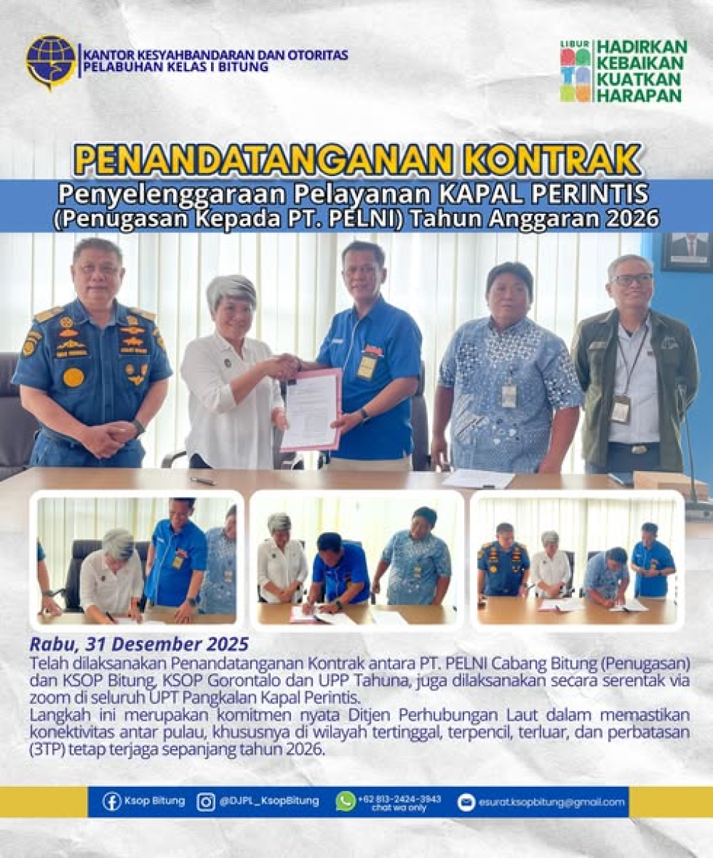 Penandatanganan Kontrak Pelayaran Perintis TA. 2026