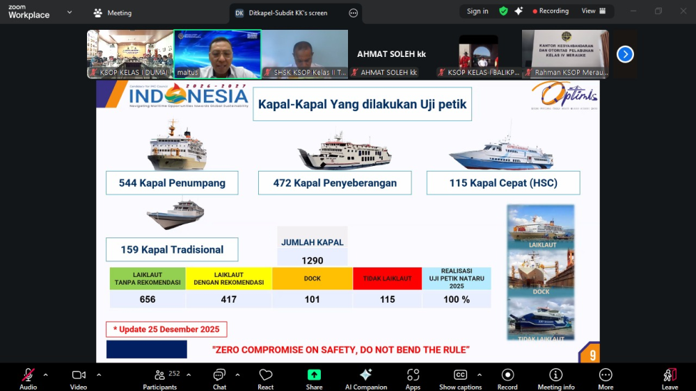 Sosialisasi Instruksi Direktur Jenderal Perhubungan Laut Nomor IR-DJPL 1 Tahun 2025 Tentang Uji Kelaiklautan Kapal Penumpang Angkutan Lebaran Tahun 2026