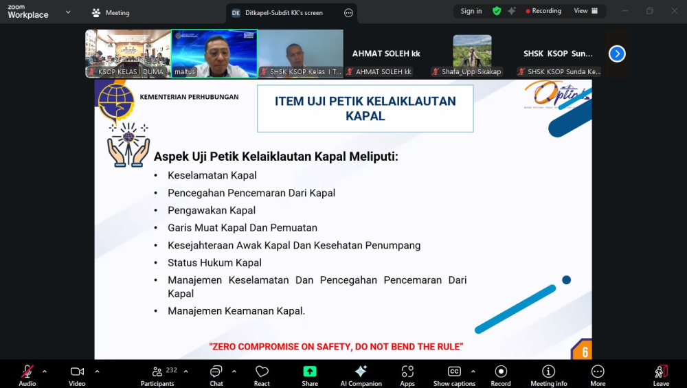 Sosialisasi Instruksi Direktur Jenderal Perhubungan Laut Nomor IR-DJPL 1 Tahun 2025 Tentang Uji Kelaiklautan Kapal Penumpang Angkutan Lebaran Tahun 2026