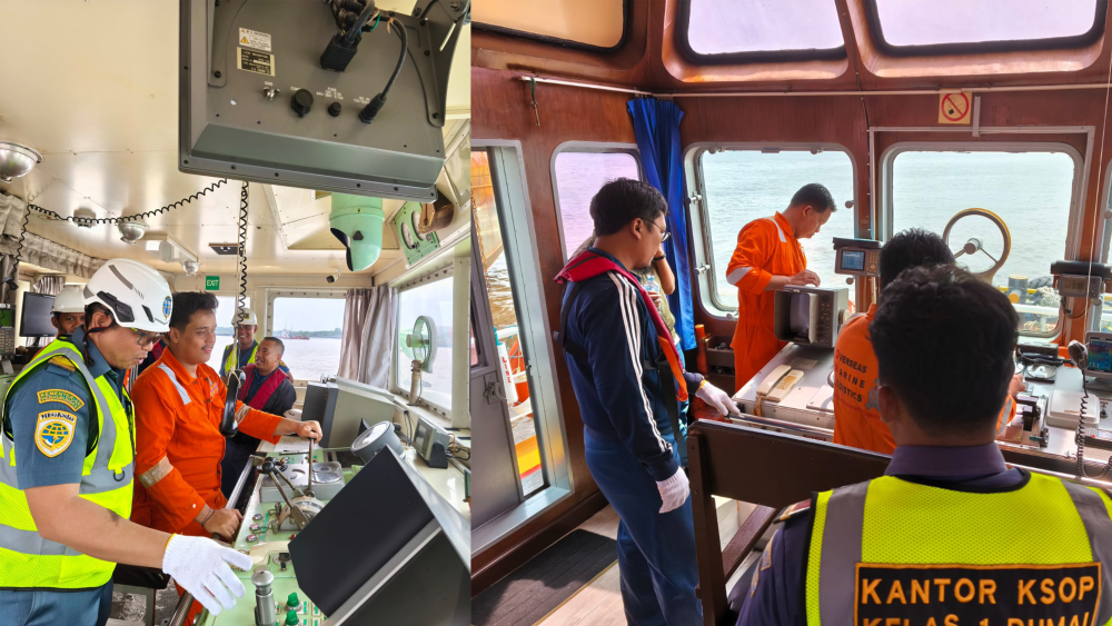 Pemeriksaan Sarana Bantu Pemanduan dan Penundaan Kapal dalam rangka evaluasi 6 Bulanan Badan Usaha Pelabuhan PT Krakatau Bandar Samudera