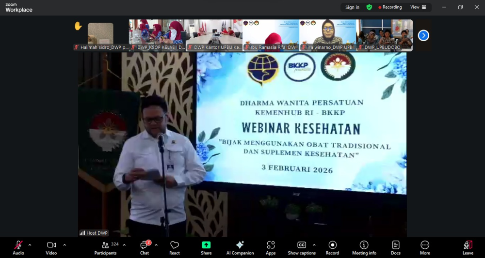 DWP Kantor KSOP Kelas I Dumai mengikuti Kegiatan Webinar Kesehatan yang diadakan oleh Dharma Wanita Persatuan Kementerian Perhubungan bersama Balai Kesetahan Kerja Pelayaran (BKKP)