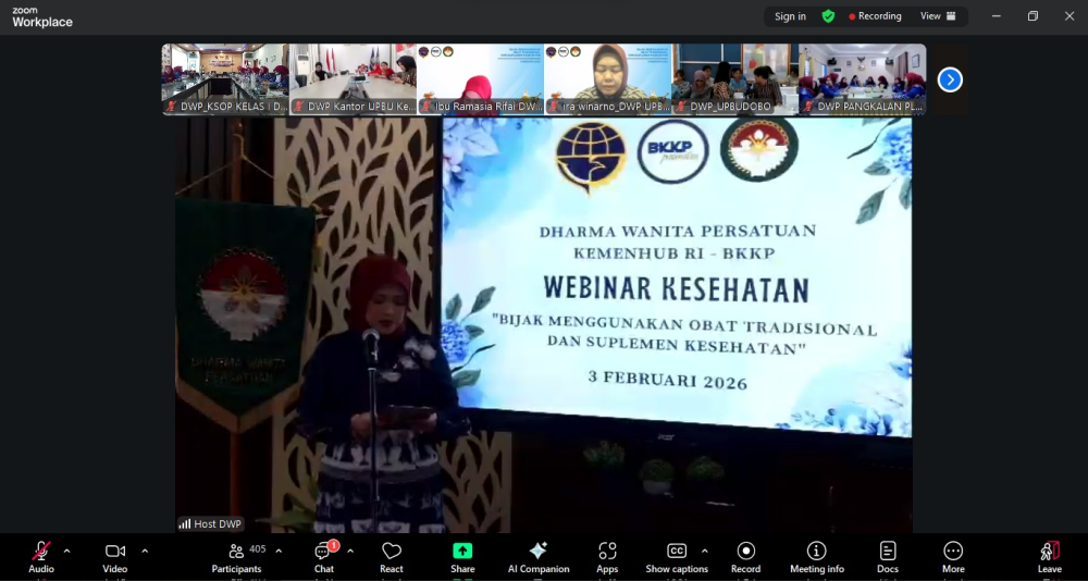 DWP Kantor KSOP Kelas I Dumai mengikuti Kegiatan Webinar Kesehatan yang diadakan oleh Dharma Wanita Persatuan Kementerian Perhubungan bersama Balai Kesetahan Kerja Pelayaran (BKKP)