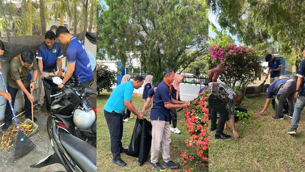 KEGIATAN BERSIH-BERSIH LINGKUNGAN KERJA KANTOR KSOP KELAS I DUMAI