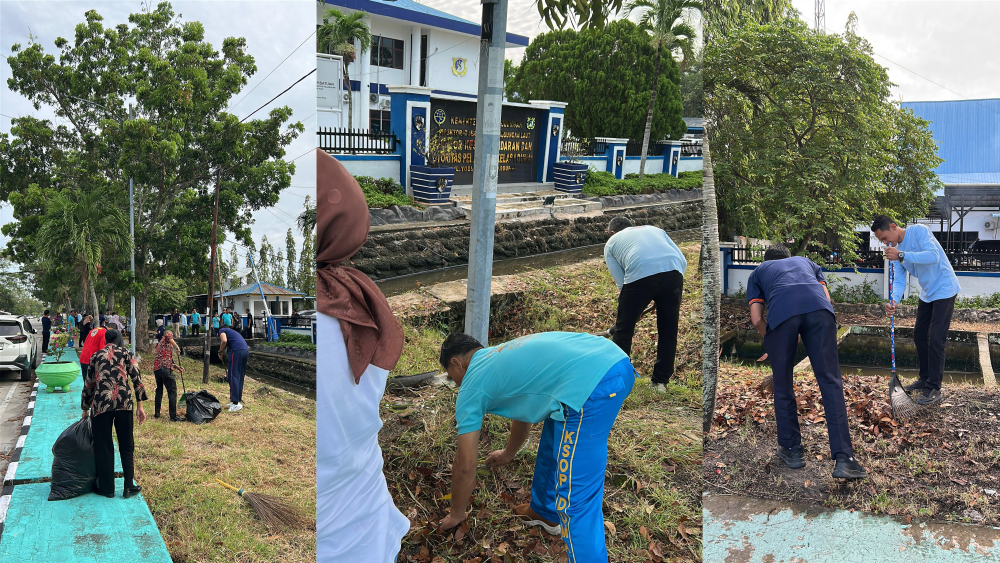 KEGIATAN BERSIH-BERSIH LINGKUNGAN KERJA KANTOR KSOP KELAS I DUMAI