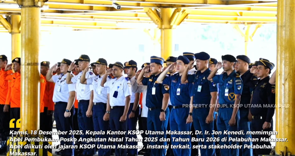 Apel Pembukaan Posko Angkutan Natal 2025 dan Tahun Baru 2026 Pelabuhan Makassar