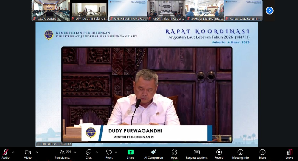 Kantor KSOP Kelas I Dumai mengikuti Kegiatan Rapat Koordinasi Persiapan Penyelenggaraan Angkutan Laut Lebaran Tahun 2026/1447 H