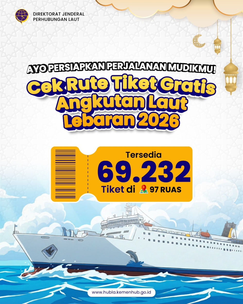 PENDAFTARAN TIKET KAPAL LAUT GRATIS DIBUKA 6 MARET 2026, KEMENHUB SEDIAKAN 69 RIBU KUOTA