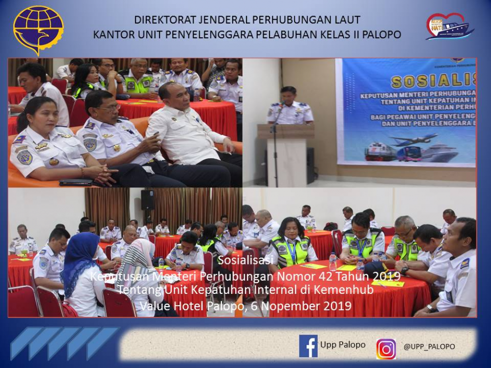 Sosialisasi KM Nomor 42 Tahun 2019 tentang Unit Kepatuhan Internal di Lingkungan Kementerian Perhubungan