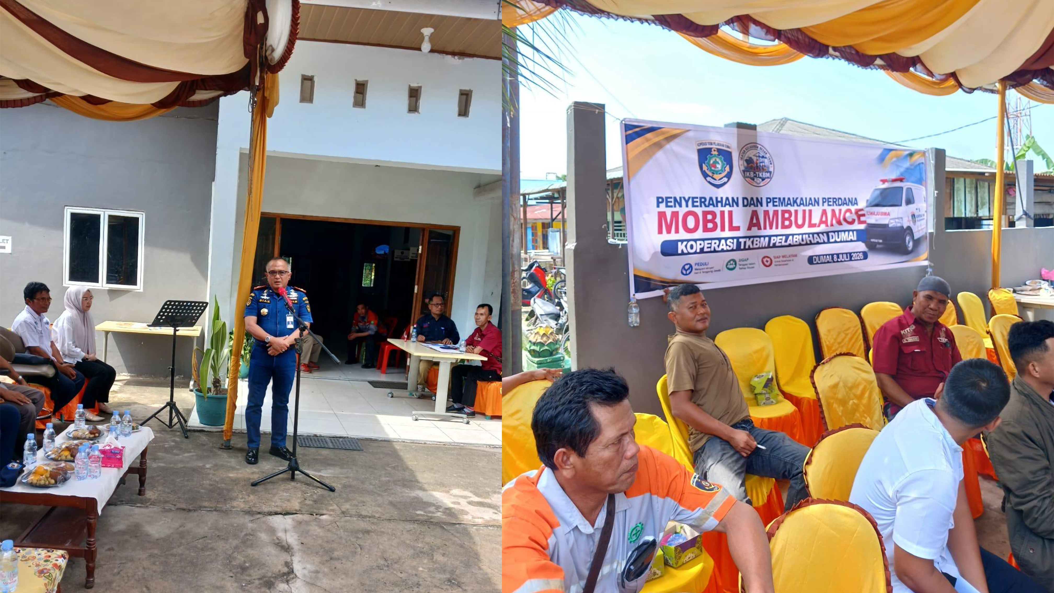 Kantor KSOP Kelas I Dumai menghadiri undangan Kegiatan Penyerahan dan Pemakaian Perdana Mobil Ambulance Koperasi TKBM Pelabuhan Dumai