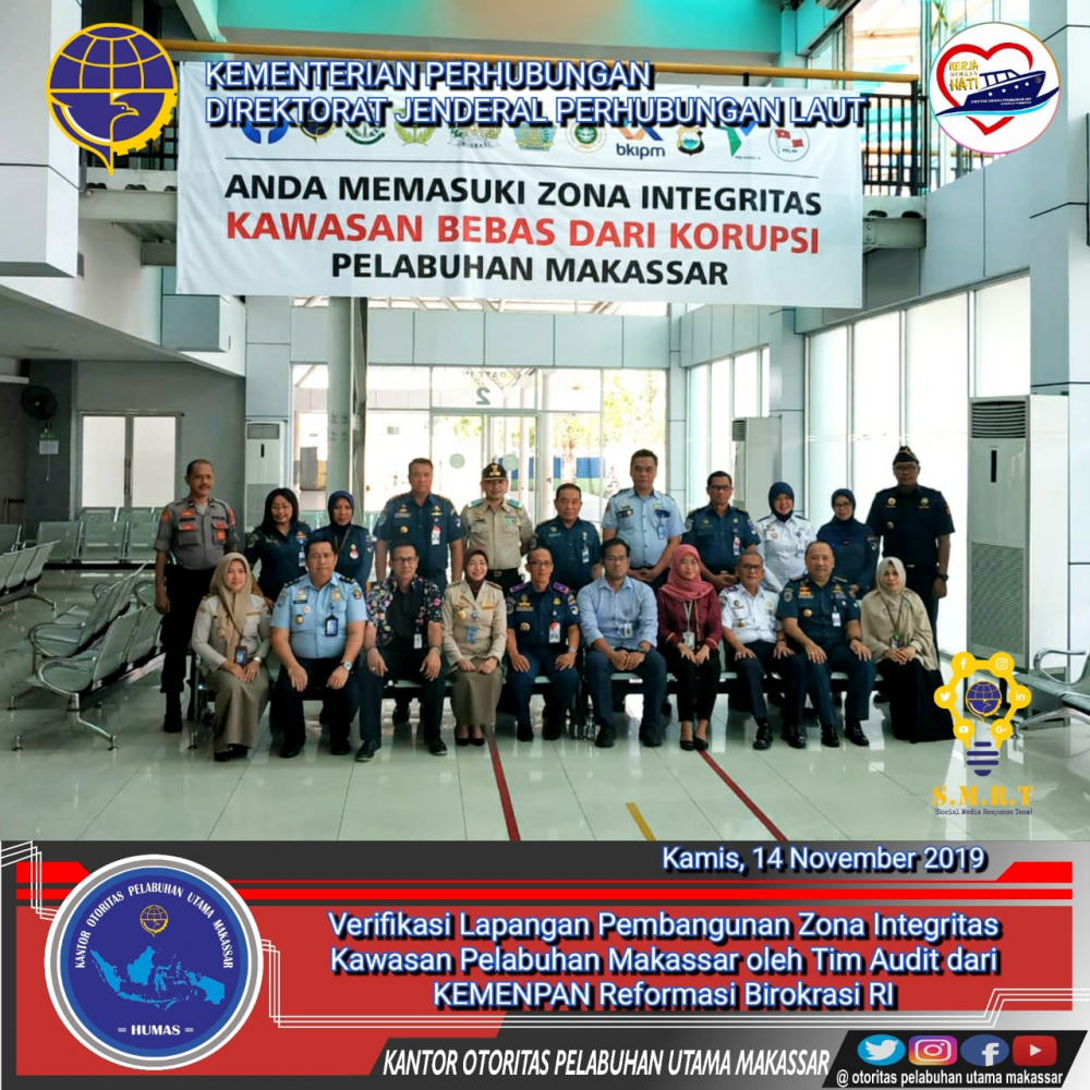Kantor Otoritas Pelabuhan Utama Makassar turut serta dalam Verifikasi Lapangan Pembangunan Zona Integritas Kawasan Pelabuhan Makassar