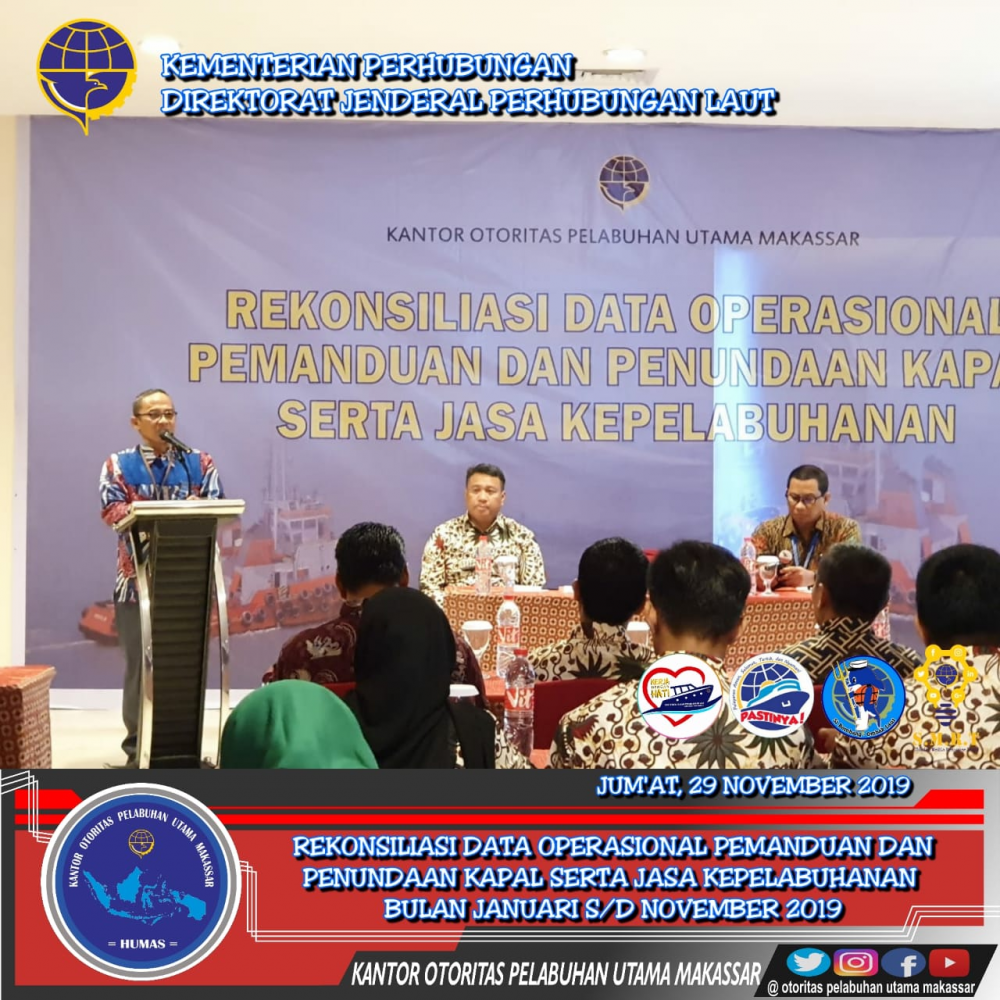 Rekonsiliasi Data Operasional Pemanduan dan Penundaan Kapal serta Jasa Kepelabuhanan bulan Januari s/d November 2019