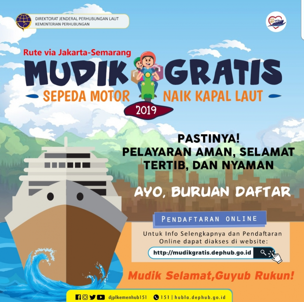 DALAM 13 HARI, PENDAFTAR MUDIK GRATIS SEPEDA MOTOR DENGAN KAPAL LAUT CAPAI 59 PERSEN