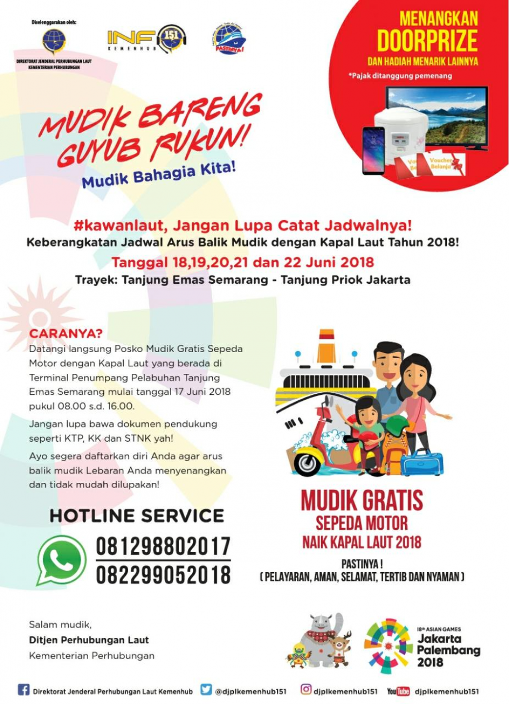 KAWANLAUT, MUDIK GRATIS SEPEDA MOTOR ARUS BALIK DENGAN KAPAL LAUT KINI BERHADIAH LOH!