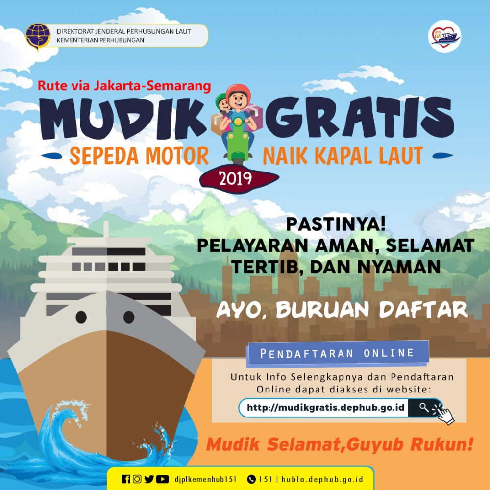 PENDAFTAR MUDIK GRATIS SEPEDA MOTOR DENGAN KAPAL LAUT TAHUN 2019 CAPAI LEBIH DARI 50 PERSEN