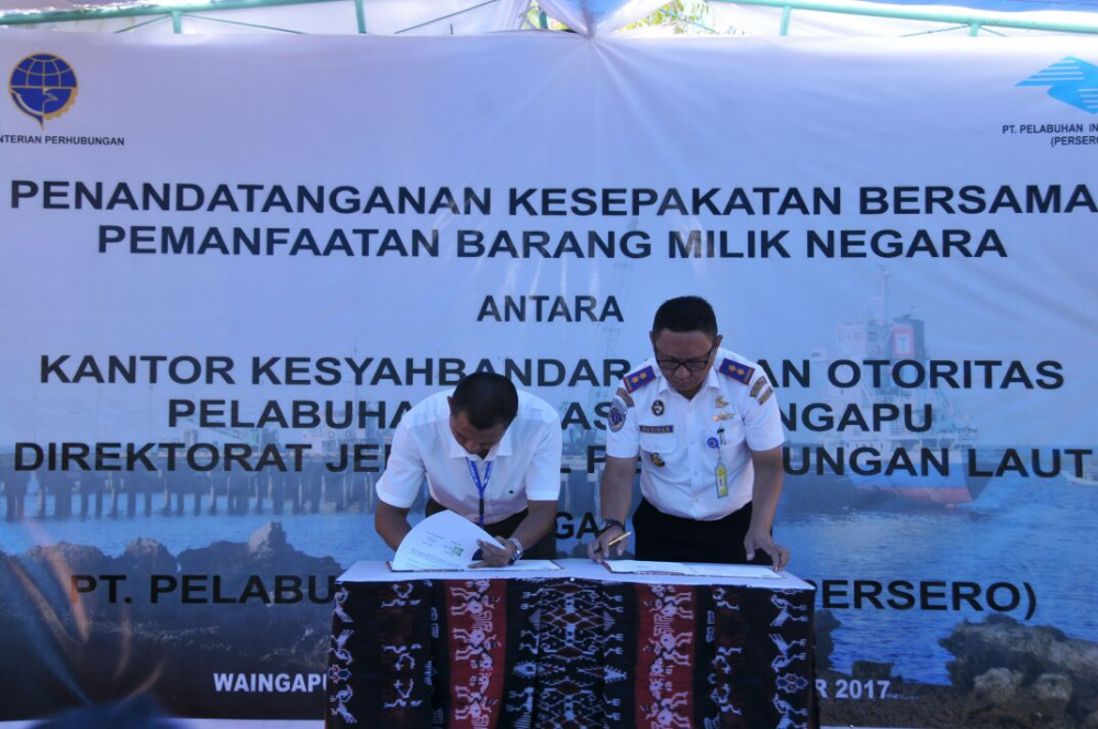 TEKAN PENGGUNAAN APBN, KEMENHUB KERJASAMAKAN PENGOPERASIAN PELABUHAN WAINGAPU DENGAN PELINDO III