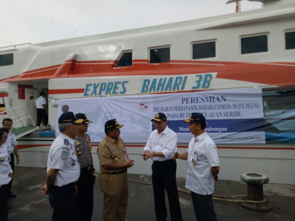 MENHUB RESMIKAN PENGOPERASIAN KM EXPRESS BAHARI 3B TUJUAN PULAU SERIBU