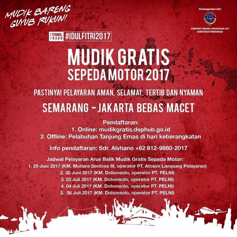 Kemenhub, Hindari Penggunaan Sepeda Motor Pada Arus Balik Lebaran, Gunakan Angkutan Gratis Kapal Laut