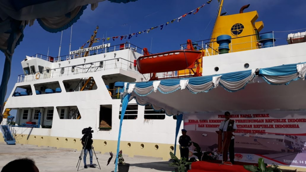 KEMENHUB RESMIKAN KAPAL TERNAK KM CAMARA NUSANTARA 2 DUKUNG SWASEMBADA DAGING