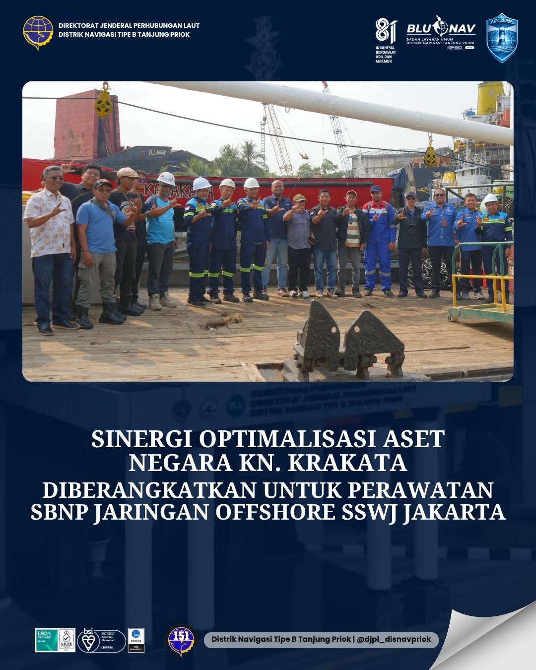 Optimalisasi Aset Negara, KN. Karakata Dukung Pemeliharaan Jaringan Offshore SSWJ Jakarta