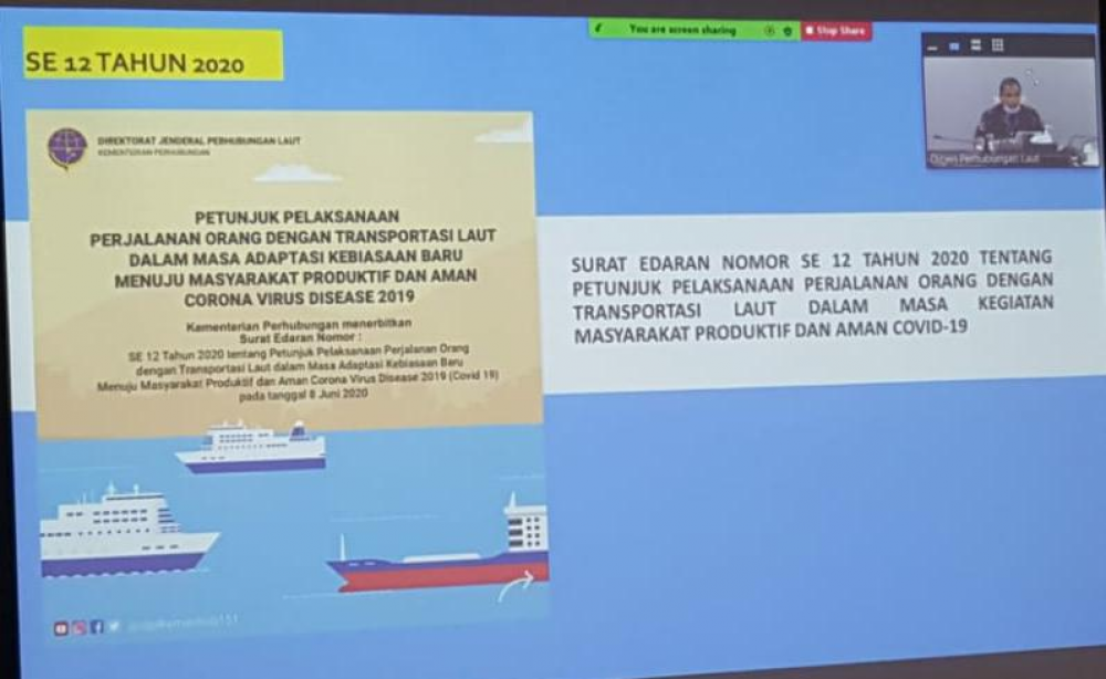 DITJEN PERHUBUNGAN LAUT SOSIALISASIKAN ADAPTASI KEBIASAAN BARU DI SUBSEKTOR TRANSPORTASI LAUT