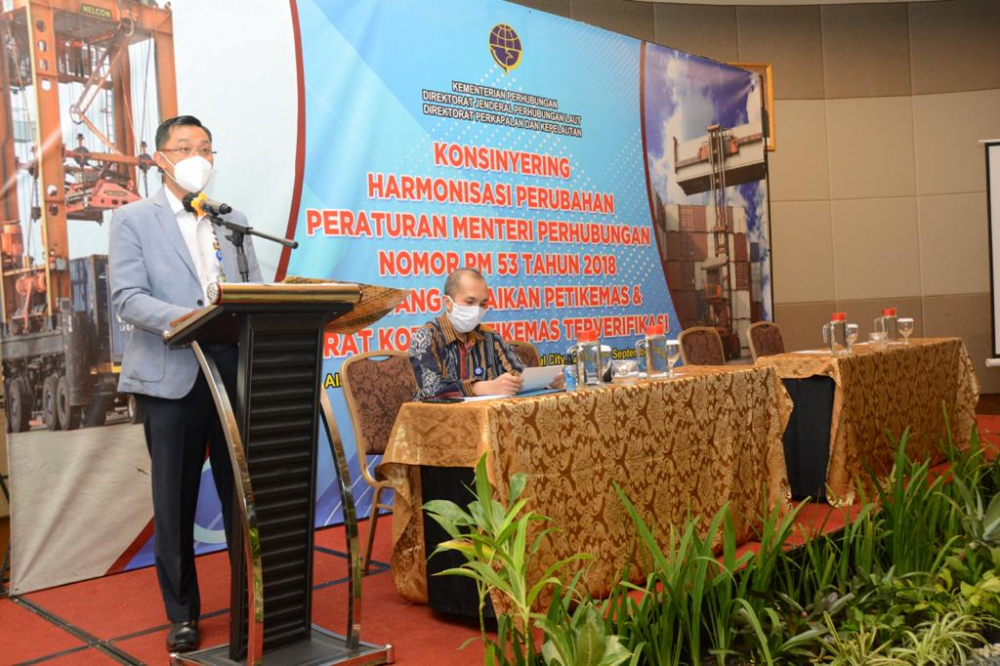 DIREKTORAT PERKAPALAN DAN KEPELAUTAN MENGADAKAN KONSENYERING HARMONISASI PERUBAHAN PERATURAN MENTERI PERHUBUNGAN NOMOR PM 53 TAHUN 2018 TENTANG KELAIKAN PETI KEMAS & BERAT KOTOR PETI KEMAS TERVERIFIKASI