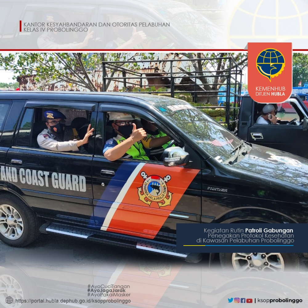 Kegiatan Rutin Patroli Terpadu Penegakkan Protokol Kesehatan Di Kawasan Pelabuhan Probolinggo