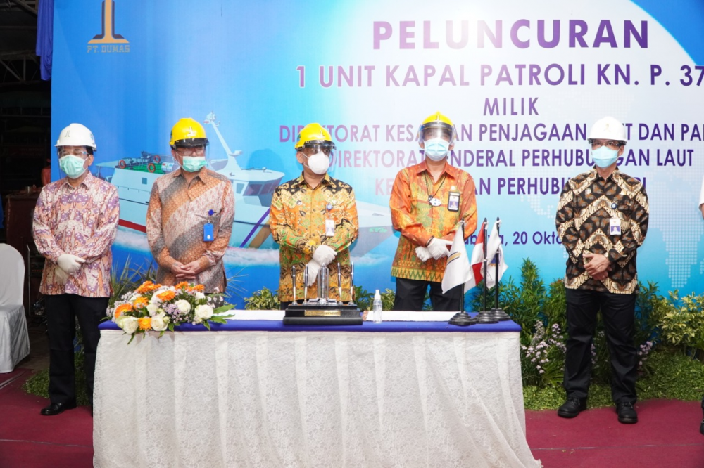 PERKUAT PENGAWASAN KESELAMATAN DAN KEAMANAN PELAYARAN, KEMENHUB LUNCURKAN KAPAL PATROLI KNP. 378 PRODUKSI ANAK NEGERI