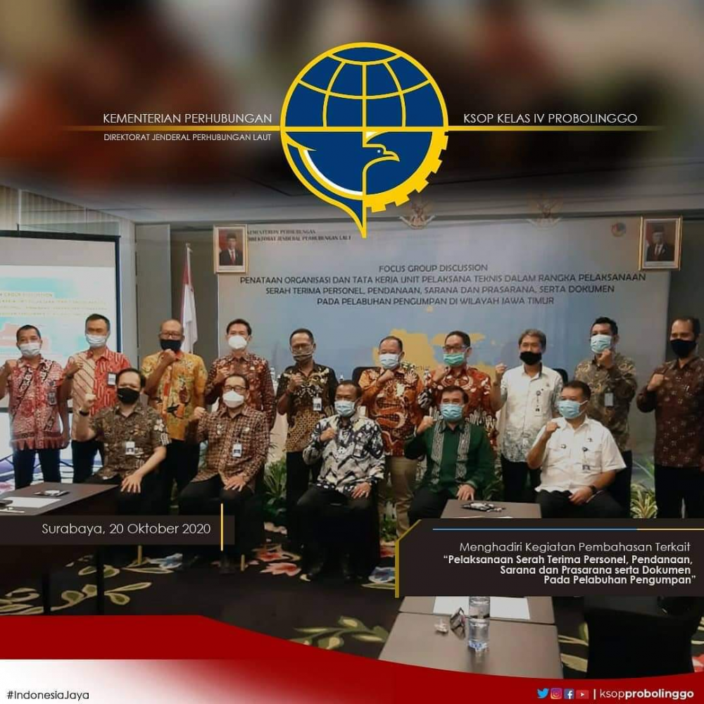 Kegiatan “Focus Group Discussion” (FGD) Pembahasan Penataan Organisasi dan Tata Kerja Unit Pelaksanan Teknis Sebagai Konsekuensi Pelaksanaan Penyerahan Personel, Pendanaan, Sarana dan Prasarana Dokumen (P3D) pada Pelabuhan Pengumpan di Wilayah Jawa Timur