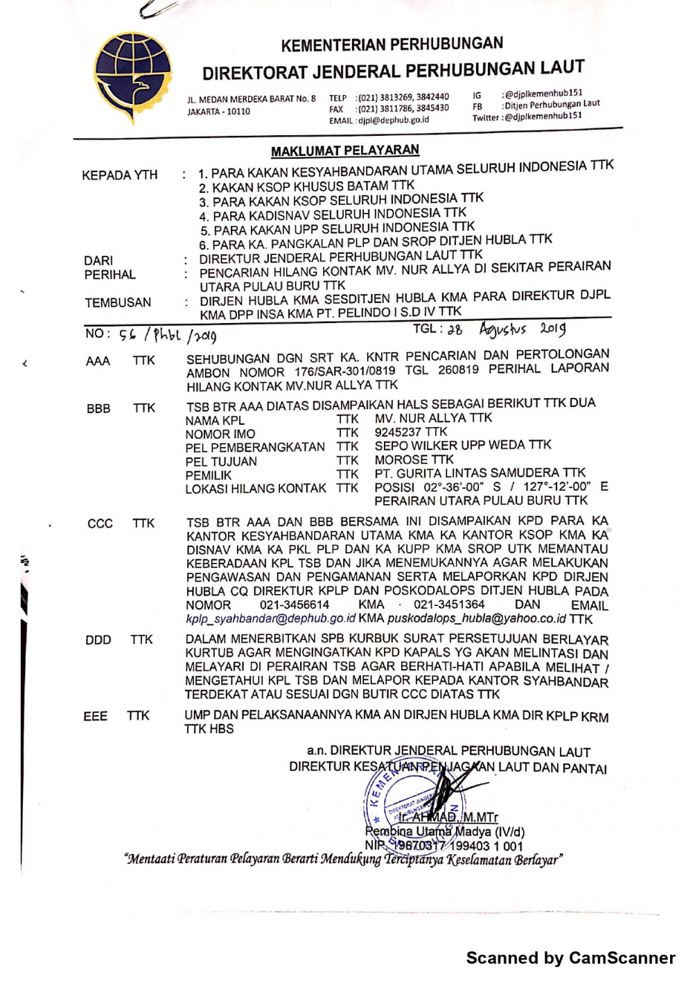 WASPADAI CUACA EKSTREM, KEMENHUB TERBITKAN MAKLUMAT PELAYARAN